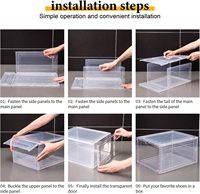Boîte de rangement à chaussures en plastique empilable à un seul niveau avec un design transparent pour la salle de bain et les voyages Noir Convient aux pointures américaines jusqu'à 13