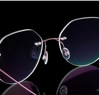 Lunettes à monture diamantée pour femmes, accessoires de verres surdimensionnés, sans monture, bon marché, en titane, collection, en STOCK