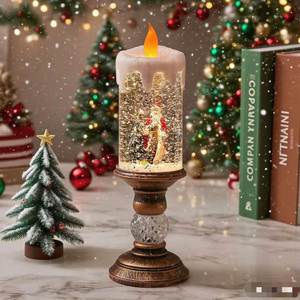 Christmas Plastic Water-Filled <b>Large</b> <b>Candle</b> Crystal Light Tabletop Ornament Snowfall Arrangement Decorations - Product Image 3