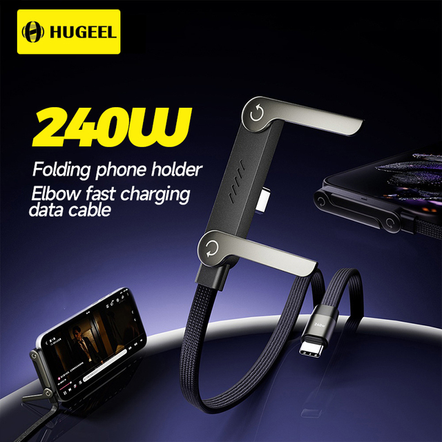240W Phone Cables PD Fast Charging Type-C Cable with Foldable Phone Holder for Computer Laptop Tablet USB C Data Cable Kit
