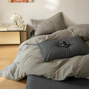 Tüm pamuk ipliği boyalı yıkanmış yedi parçalı kiti saf yatak yorgan kapağı suya dayanıklı 300tc Modern sadelik yorgan seti güz - Product Image 4