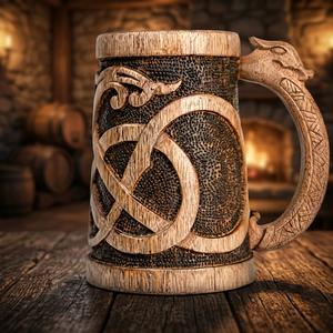 Handmade Polished Wooden <b>Viking</b> Drinking Mug Modern Tankard Reusable Eco-Friendly Microwave Safe Beer Wine Cup Home Camping - Product Image 2