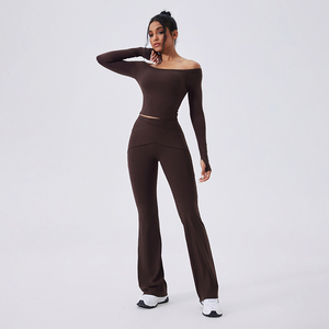 Ensemble <span class=keywords><strong>de</strong></span> yoga et <span class=keywords><strong>de</strong></span> sport pour femmes PASUXI, haut <span class=keywords><strong>de</strong></span> soutien-gorge sans bretelles à manches longues, pantalon taille haute à séchage rapide, vêtements <span class=keywords><strong>de</strong></span> sport actifs, tenue <span class=keywords><strong>de</strong></span> sport - Product Image 5
