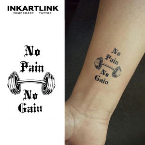 Tato Semi Permanen Tahan Lama 2 Minggu, Motif Jus Buah Alami Tahan Air, Kutipan Fitness Barbell No <span class=keywords><strong>Pain</strong></span> No Gain - Product Image 1