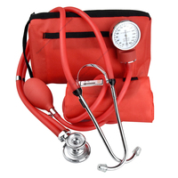 Contrôle médical manuel BP brassard de couleur rouge moniteur de pression artérielle adulte stéthoscope sphygmomanomètre anéroïde du bras supérieur