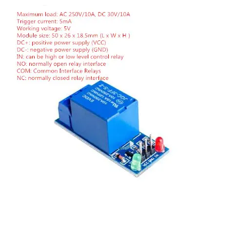 10pcs 5V 1 One Channel Relay Module Low Level for SCM Household Appliance Control for arduino DIY Kit