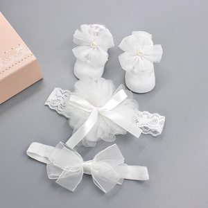 Baby Headband Gift Set Baby Newborn Headband Shoes Set 2 Hairbands+Shoes+Gift <b>Box</b> - Product Image 5