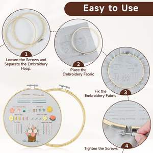 Cadre de broderie en bois de bambou réglable en gros cerceau <span class=keywords><strong>cercle</strong></span> point de croix anneau accessoires de broderie outil cerceaux ronds - Product Image 5
