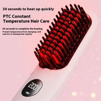 Peigne lisseur sans fil portable avec écran LCD, recharge USB, ions négatifs et chauffage céramique pour usage domestique et extérieur