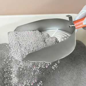 Lange steel steelende ergonomische handgreep, roestvrij en waterdicht ontwerp, kattenbakschep van metaal voor de kattenbak - Product Image 2