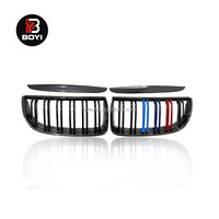 Grilles de pare-chocs avant E90 pour BMW Série 3 325i 328i 335i E90 E91 2005 2006 2007, grille noire améliorée en ABS à double lamelle