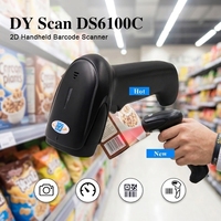 Escáner de Código de Barras Portátil DY SCAN Más Popular para Android OS, Lector de Códigos QR 1D/2D con Cable USB, DS6100C Negro, 25cm/s