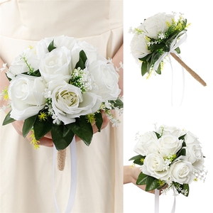 LUYI - Vente en gros <span class=keywords><strong>de</strong></span> bouquets <span class=keywords><strong>de</strong></span> mariée <span class=keywords><strong>de</strong></span> haute qualité, roses artificielles à haute sensibilité, petites roses fraîches pour mariage, roses en soie simulées à tenir à la main - Product Image 1