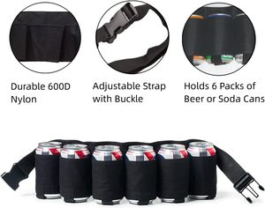 Bolsas de almacenamiento de alimentos Funda para cinturón de cerveza Soporte para botella de refresco de cerveza Cinturones Soporte para latas de bebida Riñonera ajustable Bolsa para 6 latas - Product Image 5
