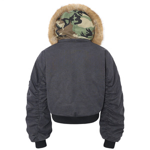 Veste pour <span class=keywords><strong>homme</strong></span> <span class=keywords><strong>de</strong></span> style streetwear, col en fourrure, à capuche, en toile d'hiver, <span class=keywords><strong>double</strong></span> couche, camouflage, fermeture éclair intégrale, 600G, haute qualité, logo personnalisé - Product Image 3