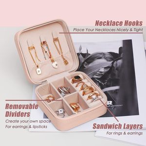 Estuche de Viaje Pequeño para Joyas al por Mayor, Organizador de Joyas con Logotipo Personalizado, Caja para Anillos, Collares y Pendientes, Exhibidor de Almacenamiento de Cuero PU y Terciopelo - Product Image 3