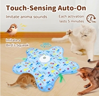 Jouet pour chat 2-en-1 interactif et simple, style dessin animé sportif, avec plumes dissimulées, activé par le mouvement, pour jeu de cache-cache et attrape-jouet
