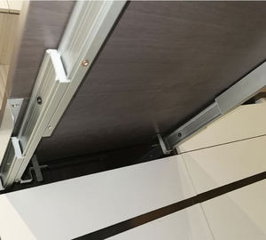 Tavolo da Pranzo Multifunzionale con Cassetti Nascosti, Scrivania Pieghevole per Ufficio, Binario Telescopico in Lega di Alluminio per Armadietto - Product Image 4