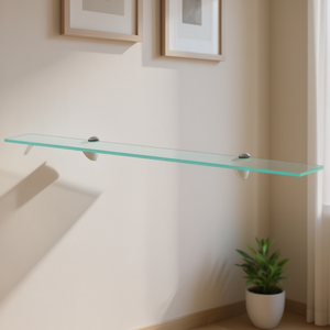 Estante Flotante de Vidrio Templado Transparente, de un Solo Nivel, Minimalista, para Baño - Product Image 2
