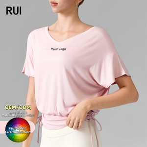 RUIQUWIN OEM al por mayor, camiseta deportiva holgada para mujer, top de yoga, ropa deportiva para gimnasio, fitness y running al aire libre - Product Image 1
