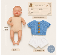 10 Zoll Mini Reborn Babypuppe, Lächelndes Gesicht Vinyl Kleine Säuglingspuppe, Realistisch Bemalter Kopf Simulations-Mini-Spielzeug für Kinder