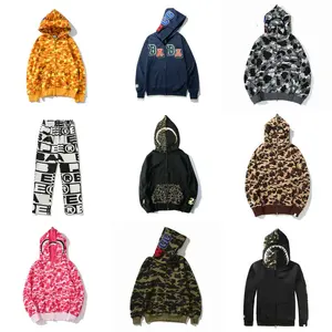 Bapelies – Sweat-shirts à capuche pour hommes, tendance, pour couple, avec broderie requin, doudoune de snowboard, veste de sport d'extérieur, couleur orange - Product Image 2