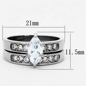 Yiwu Aceon in acciaio inossidabile Marquise taglio cubico Zirconia anello di nozze <span class=keywords><strong>coppia</strong></span> fascia di forma di foglia di diamante coppie anello - Product Image 2