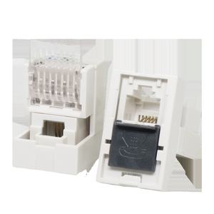 Connecteur téléphonique RJ11 Cat3 8P8C 90 degrés blanc, module de connecteur réseau, panneau de brassage, certifié ISO9001, matériau PC, 6m doré - Product Image 1