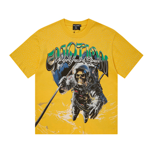 卸売 MIXED EMOTION 最新フルスクリーンプリントラインストーンTシャツ カジュアル オーバーサイズ ヴィンテージ カップル 半袖トップス - Product Image 2