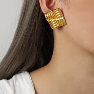 Pendientes de Moda con Diseño Geométrico, Pendientes Colgantes con Rayas, Joyería Minimalista de Acero Inoxidable, Diseño Geométrico - Product Image 3