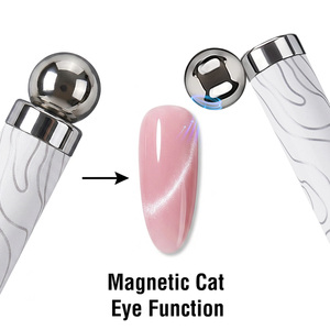 Trending Eco-Friendly Replaceable Head Professional 4Pcs Double Ended <strong>Nail</strong> Art <strong>Brush</strong> <strong>Set</strong> with Magnetic Cat Eye Tool for <strong>Nails</strong> - Product Image 3