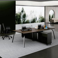 Poste de Travail pour Employés Financiers – Combinaison Bureau 2 ou 4 Personnes Face-à-Face – Table d'Ordinateur Simple et Moderne en Bois