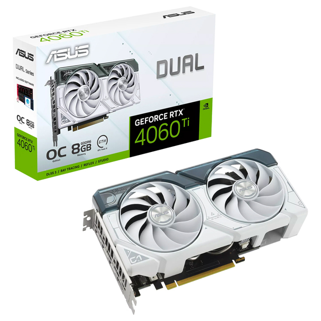 Used ASUS Dual GeForce RTX 4060 Ti White OC Edition 8GB GDDR6 Graphics Card With 8GB GDDR6 128-bit Memory Support OverClock