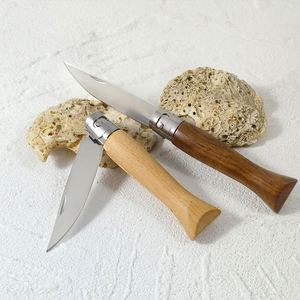 Cuchillo Plegable de Supervivencia para Camping, con Hoja de Acero Inoxidable y Mango de Madera de Haya, en Oferta - Product Image 1