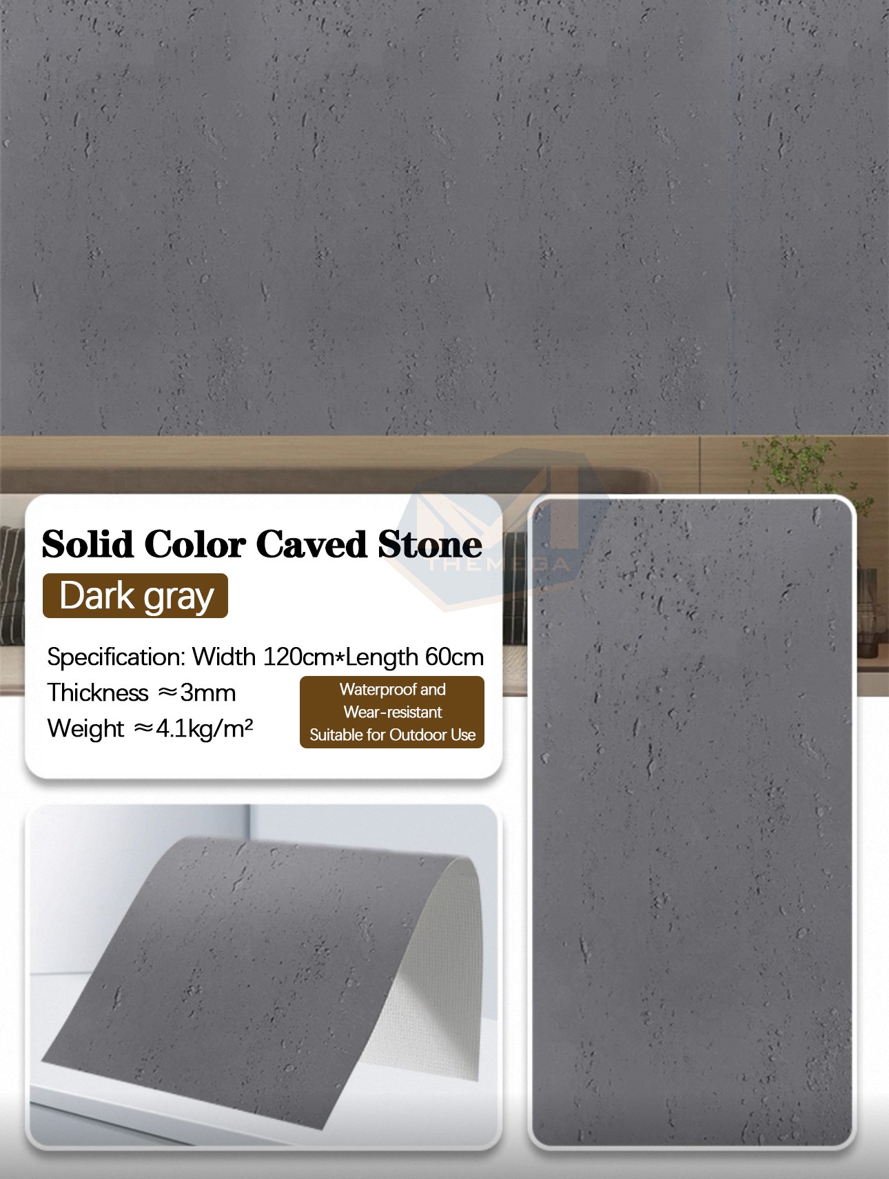 Solid Color Travertine (Dark Gray)