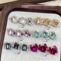 Paso Sico Organza Bow Rhinestone Nail Art Embellishments Cute Dazzling Sea-blue champagne Colors Hand-stacked Diamonds No Base