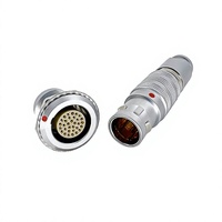 Connecteur circulaire auto-bloquant série B 00B 2P mâle/femelle, contacts en or, boîtier en cuivre, étanche IP50, connexions de fils