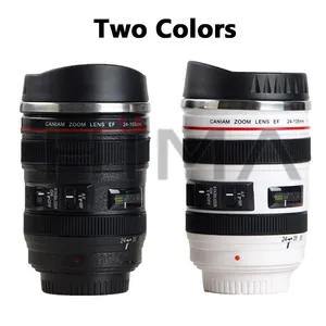 Leak Proof Camera Lens Coffee Cup, Stainless Steel Thermos, Camera Lens Coffee Mug with Retractable Lid