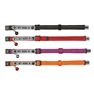 Collier pour chat en nylon réfléchissant avec porte-adresse taille 0 rouge - Product Image 3