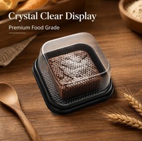 Boîte à dessert individuelle jetable en PET transparent carré pour sushi, salade, gâteau - Contenant personnalisable pour portion individuelle