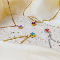 Collier de luxe EMANCO avec pierre de naissance pour femme, en acier inoxydable doré/argenté, pendentif minimaliste, bijoux quotidiens, vente en gros et dropshipping