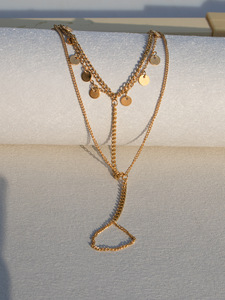 Brazalete de Dedo de Acero Inoxidable Dorado de Moda, Brazalete de Cadena de Mano Simple con Cristal de Circonio, Joyería Impermeable para Mujer, para Fiestas - Product Image 5