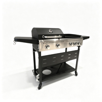 Barbecue au propane en acier thermolaqué haute température sur chariot, facile à assembler et à nettoyer, pour cuisines extérieures, camping et usage domestique