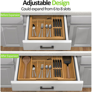 WDF Bambu Genişletilebilir Çatal Bıçaklık Düzenleyici, Çatal Bıçak Saklama Tepsisi, Mutfak İçin Gereç Düzenleyici - Product Image 5