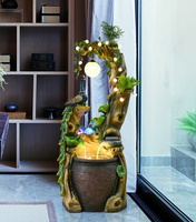 Style chinois paon Zen rocaille fontaine d'eau qui coule paysage cadeau fortune ornements racine sculpture boule Feng Shui