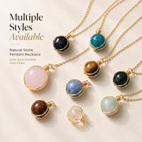 Collier pendentif en quartz rose naturel enroulé sur fil, chaîne en acier inoxydable, bijoux en or et argent
