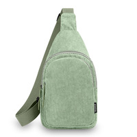 Sac de poitrine tendance coréen pour femme, sac bandoulière décontracté léger et minimaliste en velours côtelé, sac à bandoulière polyvalent pour étudiante