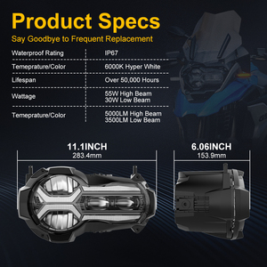 Nueva llegada Plug & Play LED faro para <span class=keywords><strong>BMW</strong></span> R1200GS 65W 7000LM reemplazar el faro halógeno OEM - Product Image 2