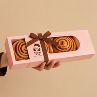 Boîte d'échantillons de pâtisserie personnalisée pour 1, 2, 4 ou 6 mini-gâteaux, donuts ou macarons roses de qualité alimentaire avec fenêtre transparente – Emballage pour pâtisserie sucrée