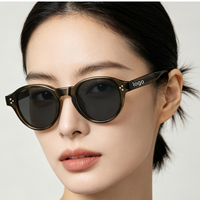 Lunettes de soleil unisexes de qualité supérieure, monture ronde en Tr90, protection UV400, monture CP Rice Nail, couleur marron, Occhiali Da Sole